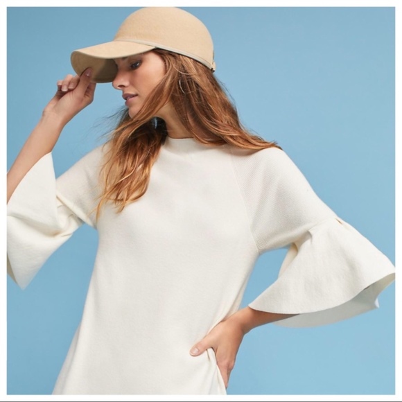 NWT Anthro Moth Ruffle Sleeve Sweater Tunic Dress - Picture 2 of 8